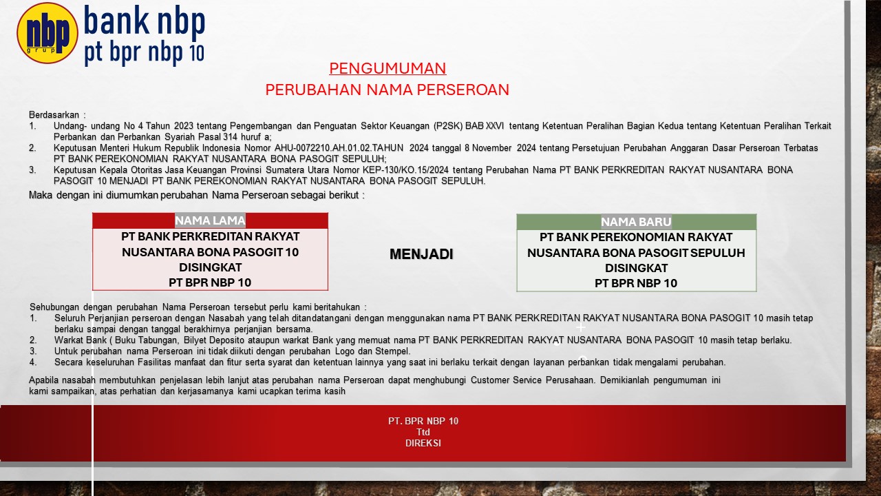 Pengumuman Perubahan Nama Perseroan